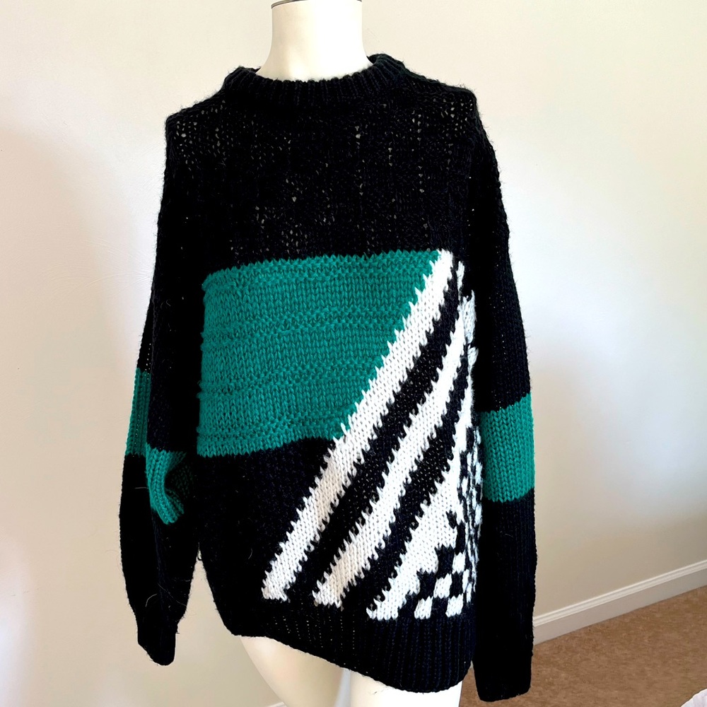 Vintage 80s Geometric Grandpa Sweater